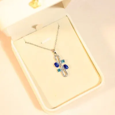 Sparkle Shiny Blue Crystal Necklace Set (5Pcs)
